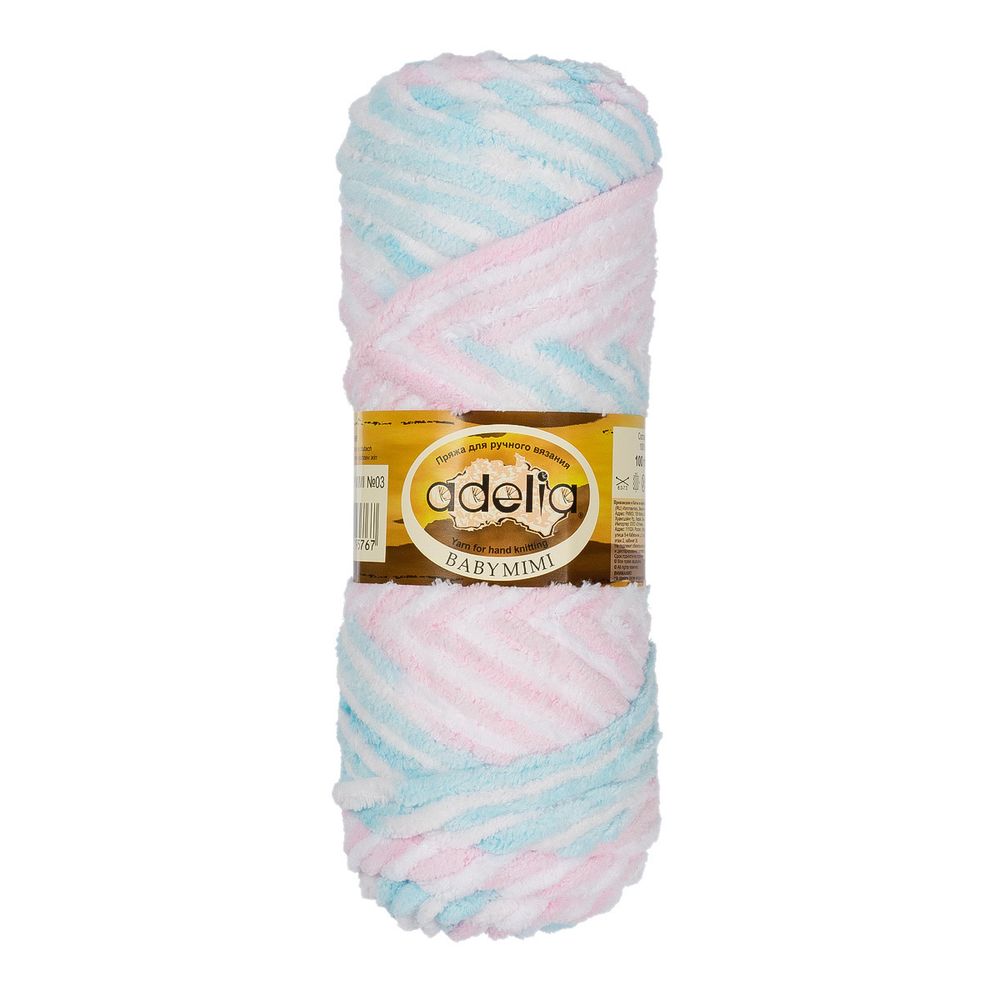 Пряжа Adelia Baby Mimi / уп.5 мот. по 100г, 80м, 03 белый-голубой-св.розовый-розовый Пряжа Adelia Baby Mimi / уп.5 мот. по 100г, 80м, 03 белый-голубой-св.розовый-розовый