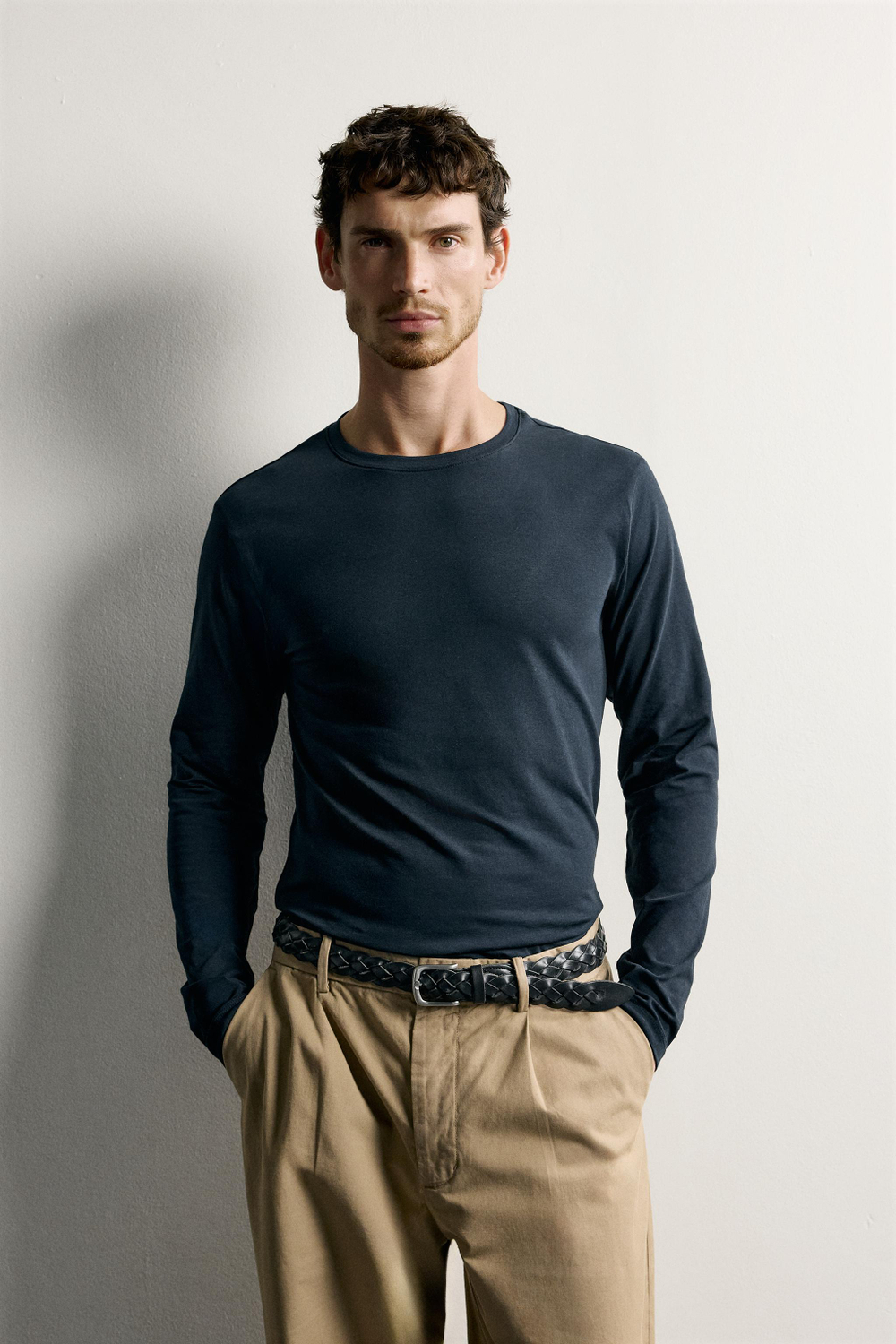 НАБОР ИЗ 3 БАЗОВЫХ ФУТБОЛОК SLIM FIT С ДЛИННЫМИ РУКАВАМИ — ZARA