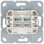 Интернет-розетка RJ45 двойная с накладкой, цвет Антрацит