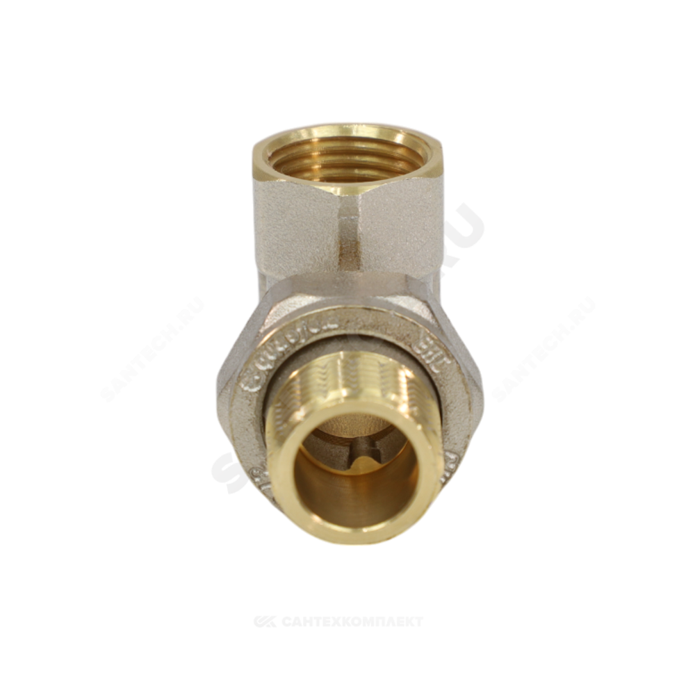 Тройник латунь никель Ду 15 (1/2") ВР/ВР/нак/гайка 9030 ГОСТ 32585-2013 Aquasfera 9030-01
