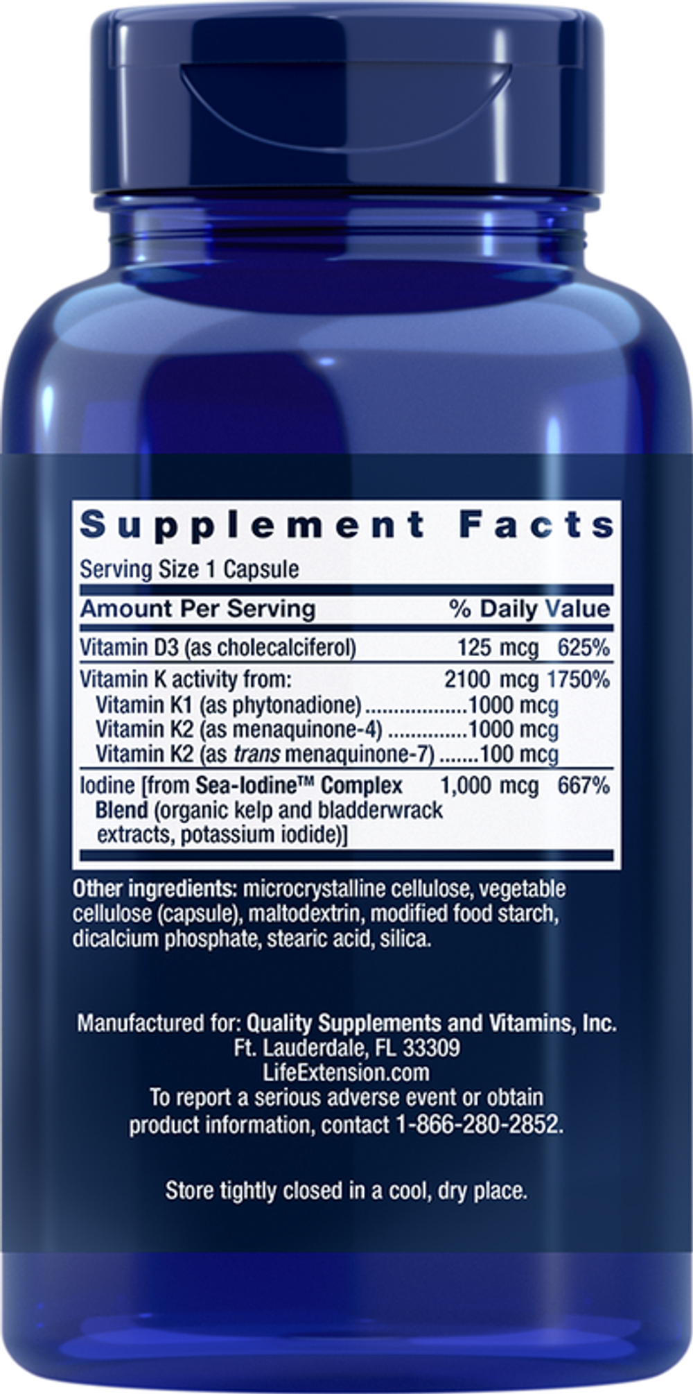 Vitamins D and K with Sea-Iodine™ 60 капсул Life Extension
