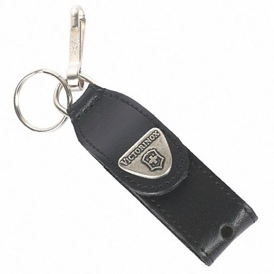 Чехол Victorinox (кожа) Мод. #4.0515 LED (карабин+кольцо)(черный)(20 x 90 x 25 мм)