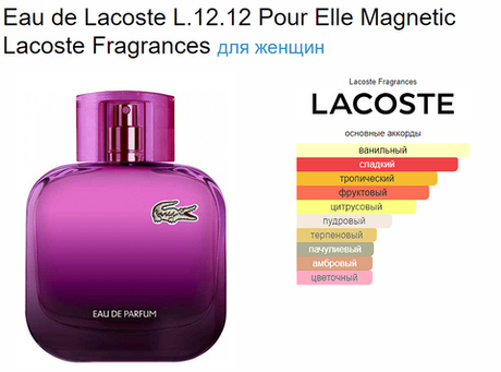 Lacoste L.12.12. Pour Elle Magnetic 80 ml (Коробка парфюма без слюды, парфюм новый, распаковка для фото)