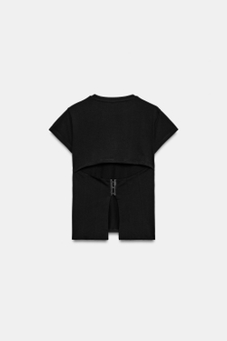 ZARA ФУТБОЛКА С КОРСЕТОМ НА СПИНЕ, ЧЕРНЫЙ