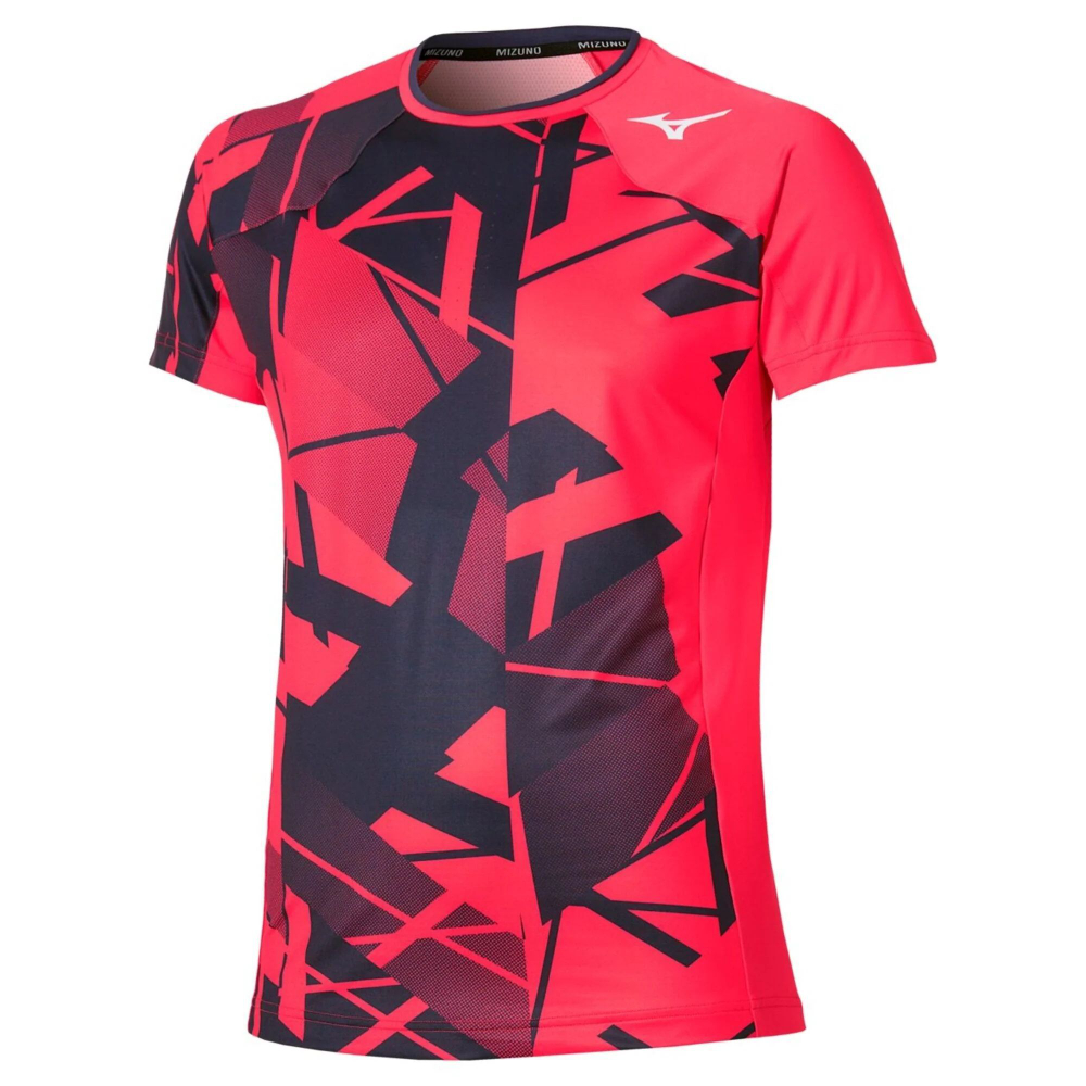 Мужская теннисная футболка Mizuno Daybreakers Shadow Graphic - vibrant red