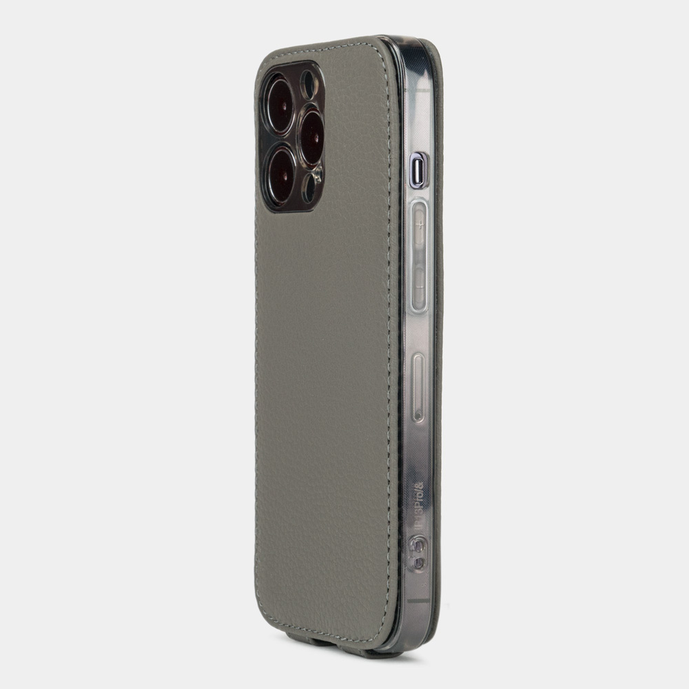 Чехол для iPhone 14 Pro из кожи теленка, цвета серый