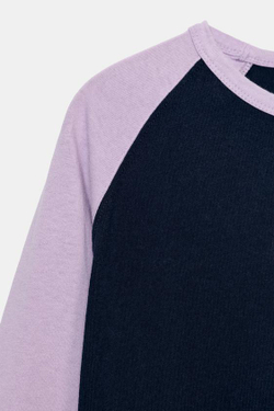 ZARA КОМБИНИРОВАННАЯ ФУТБОЛКА РЕГЛАН, СИРЕНЕВЫЙ