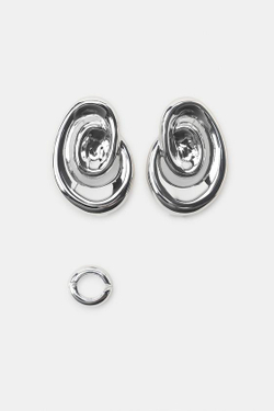 ZARA НАБОР СЕРЕГ-КАФФОВ ОРГАНИЧЕСКОЙ ФОРМЫ, СЕРЕБРИСТЫЙ