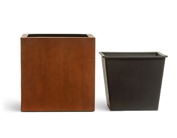 Кашпо TREEZ Effectory - серия Corten Steel - Куб - Кортеновская сталь - Бархатистая окись