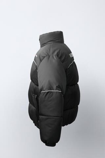 ZARA СТЕГАНАЯ КУРТКА WATER REPELLENT CONTRAST, ЧЕРНЫЙ
