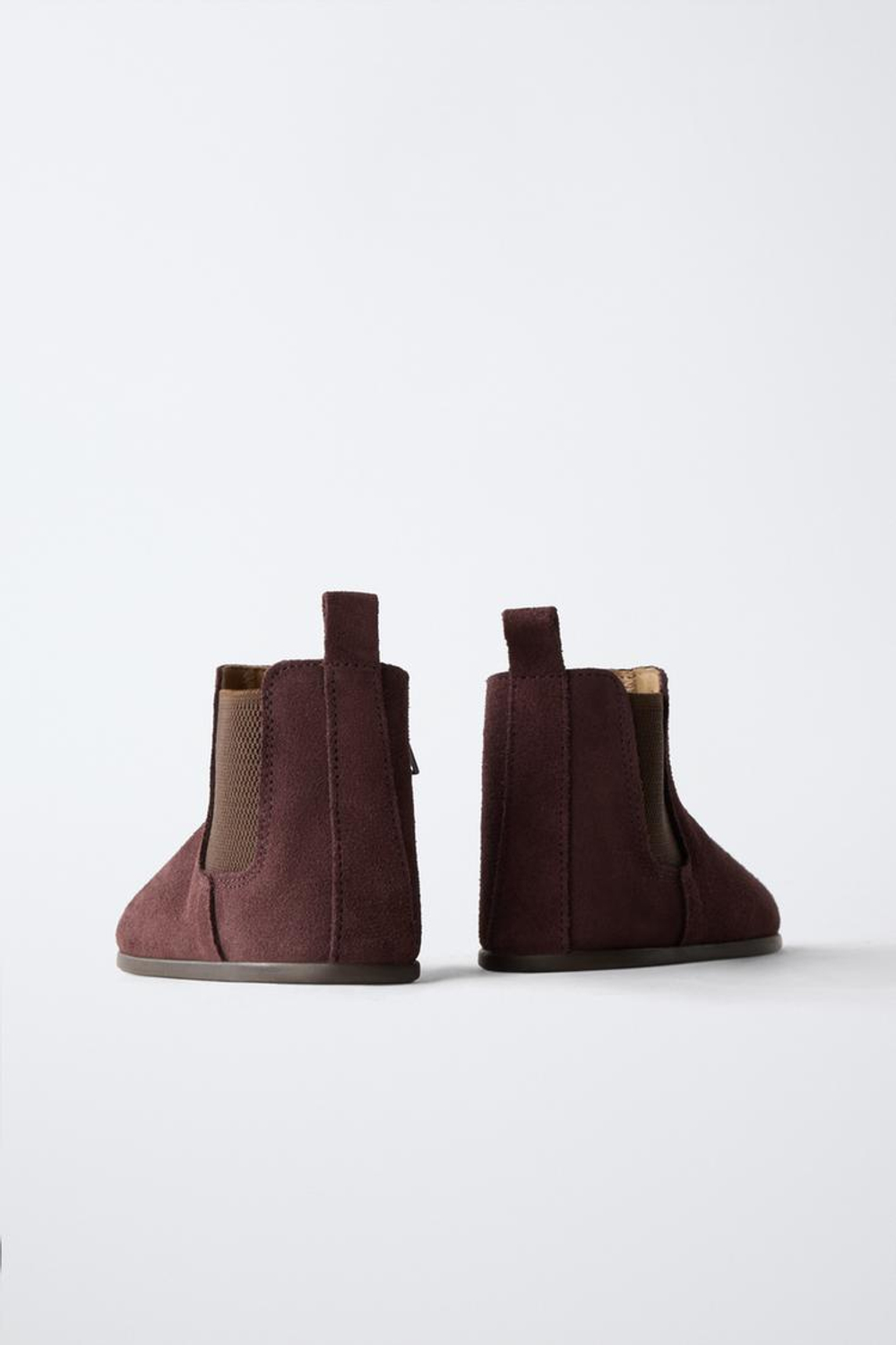 ZARA КОЖАНЫЕ БОТИНКИ ЧЕЛСИ, БАКЛАЖАННЫЙ