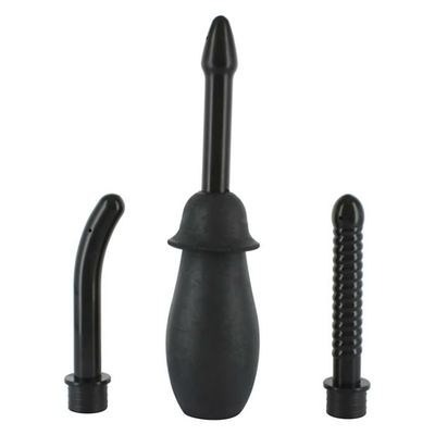 Чёрный анальный душ с насадками KIT BLACK (Цвет: черный)