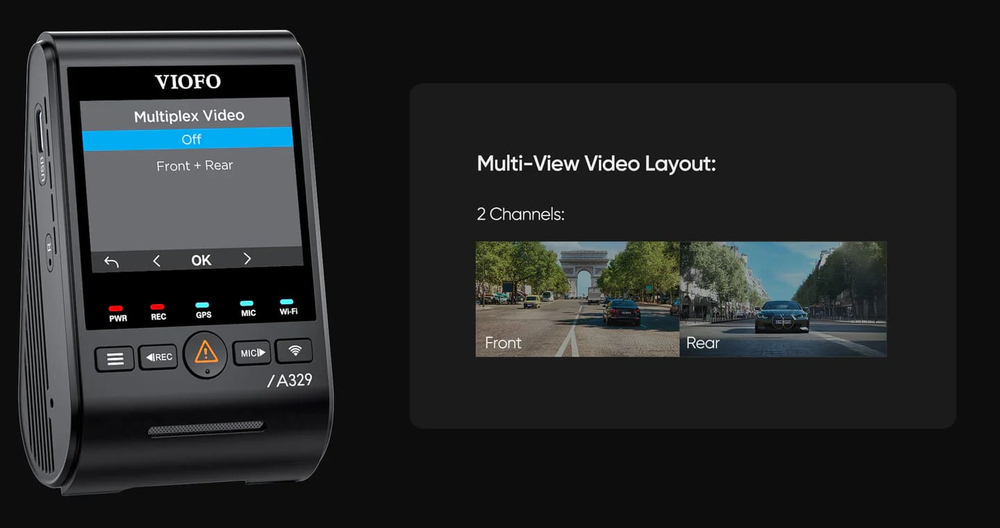 Viofo A329S 2CH с GPS, WIFI и двумя камерами