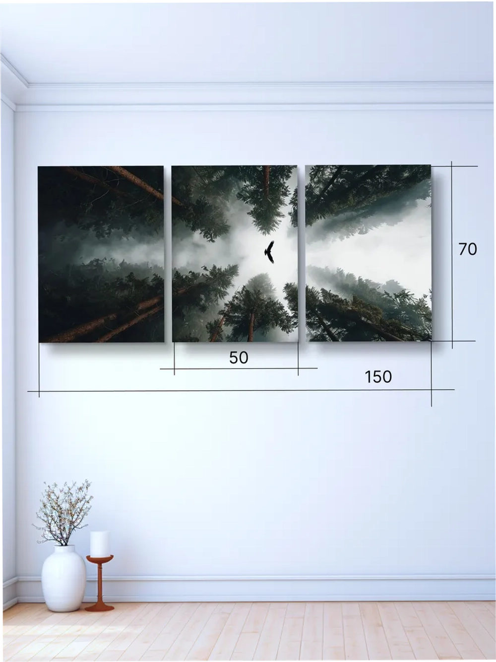 Картина Одинокий сокол над лесом модульная 50x70см 3шт.