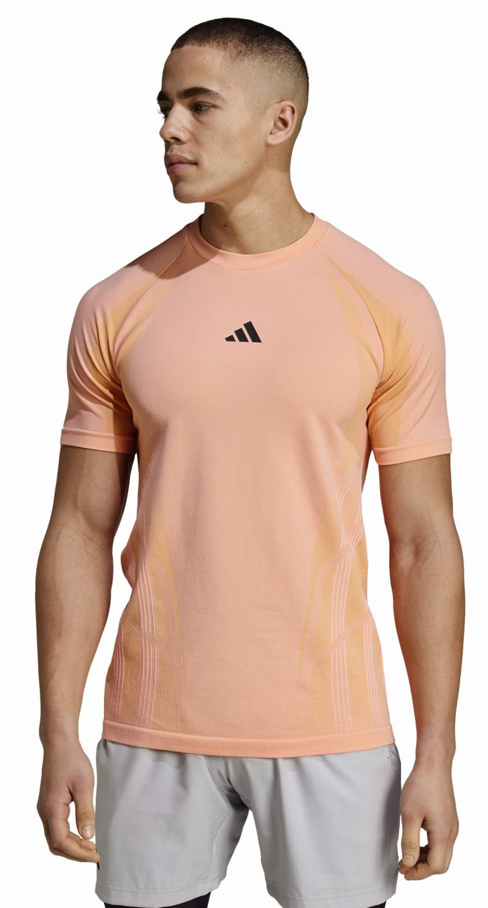 Мужская теннисная футболка Adidas Tennis Pro Seamless Aeroready Freelift T-Shirt - Розовый