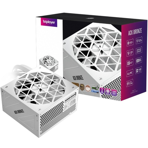 Блок питания 1STPLAYER ACK 850W BRONZE, 140 мм, 16 Pin PCIe 5.1, 80 PLUS Bronze, белый (HA-850AA2-WH)