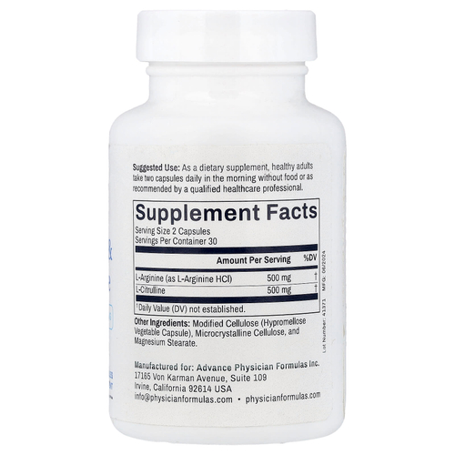 Advance Physician Formulas, L-аргинин и L-цитруллин, 60 растительных капсул