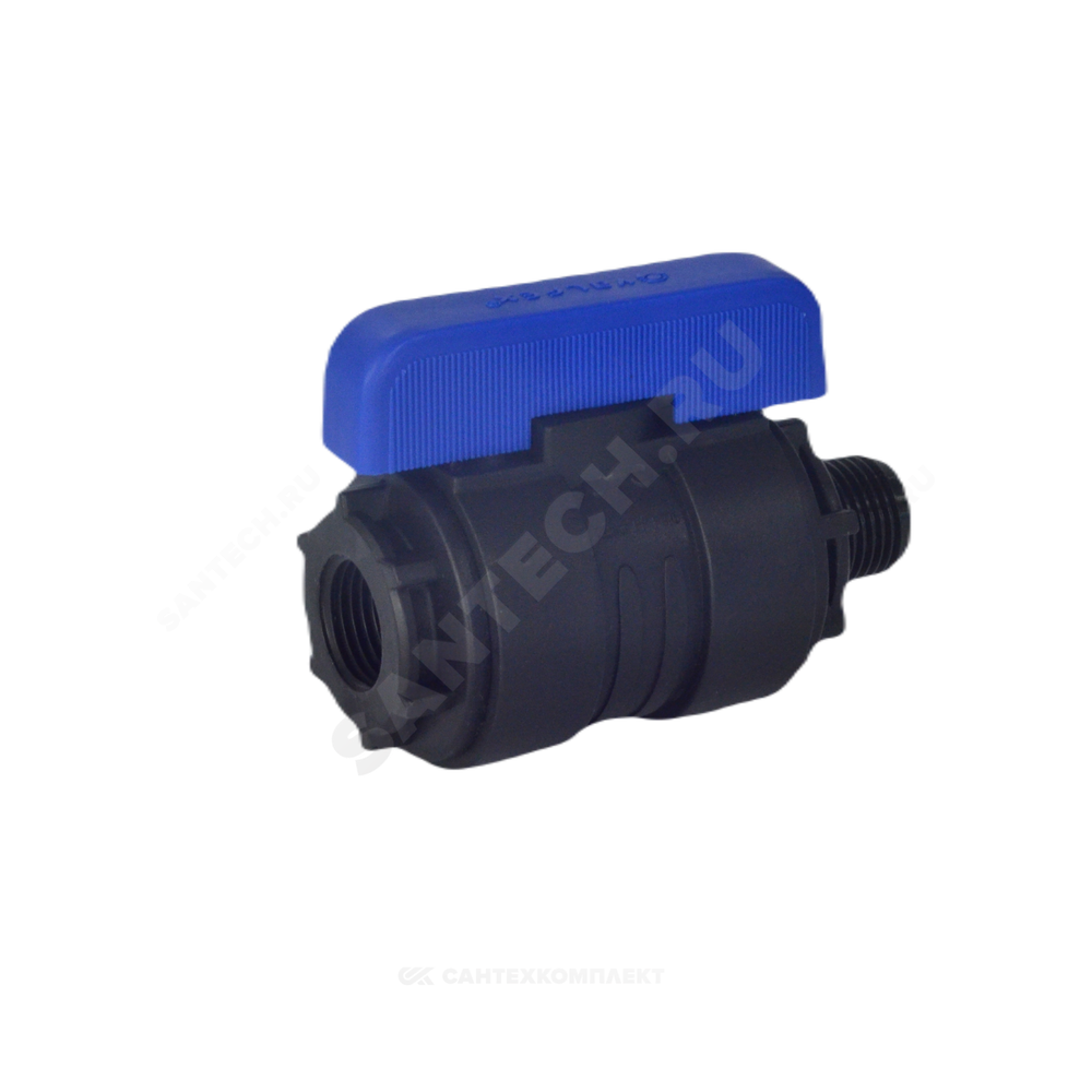 Кран шаровой компрессионный ПЭ Ду 20 1/2"x3/4" НР/ВР Ру16 VALFEX 1210020012034