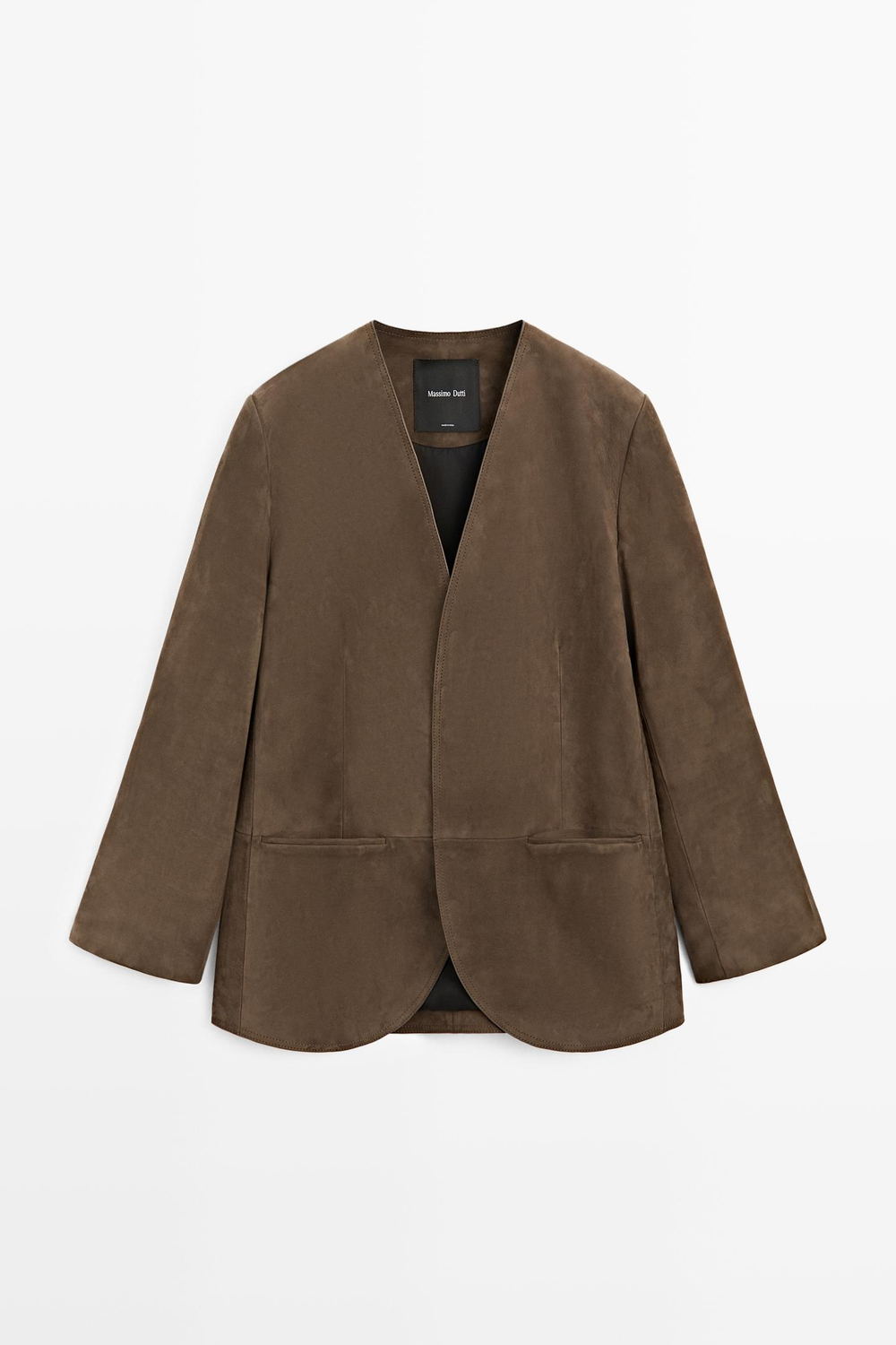Massimo Dutti Замшевый кожаный блейзер, кротово-коричневый