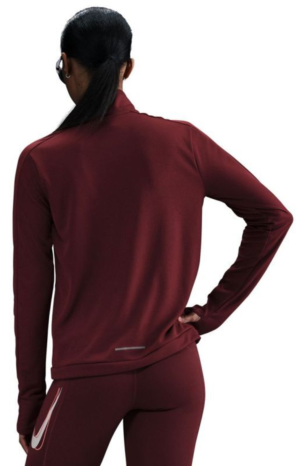 Женская теннисная футболка (dł. Рукава) Nike Dri-Fit Pacer 1/4-Zip - Коричневый