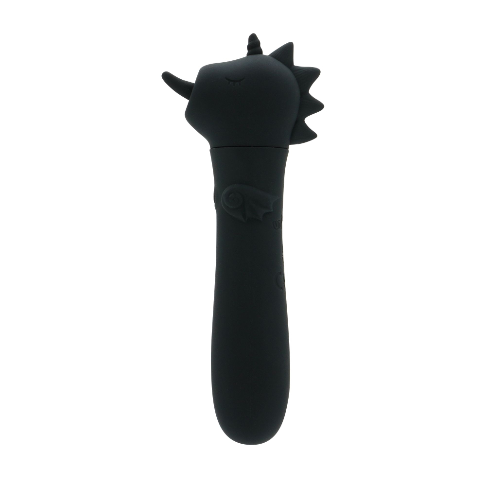 Черная вибропуля Unihorn USB Wild Spirit со стимуляцией язычком (Цвет: черный)
