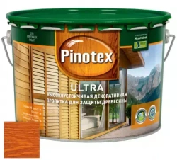 Пропитка декоративная для защиты древесины Pinotex Ultra AWB полуглянцевая тик 9 л