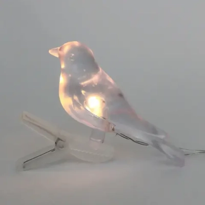 Гирлянда для улицы «Волшебная птица» 3 м 5 ламп LED (10*7*3 см) прозрач.пров, 2 реж.,IP-55, Теплый белый (солнечная батарея)