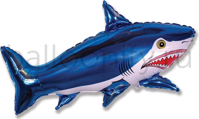 Шар (42''/107 см) Фигура, Страшная акула, Синий, 1 шт.