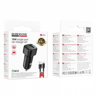 Автомобильное зарядное устройство для Type-C Borofone BZ34 QC3.0 (black)