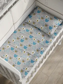 Наволочка комплект 2шт бязь Сказка "Мишки пэчворк" 70x70 см на молнии