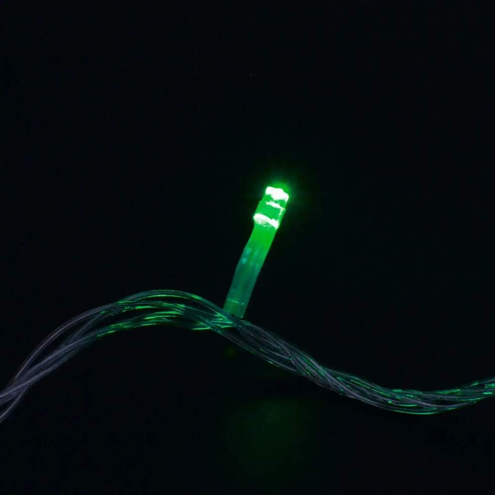 Гирлянда для дома 9,5м 100 ламп LED прозрач.пров.,8 реж, IP-20, Зелёный (возможность соединения)