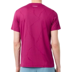 Мужская теннисная футболка Lacoste Ultra Dry Crocodile Jacquard Tennis - fuchsia pink