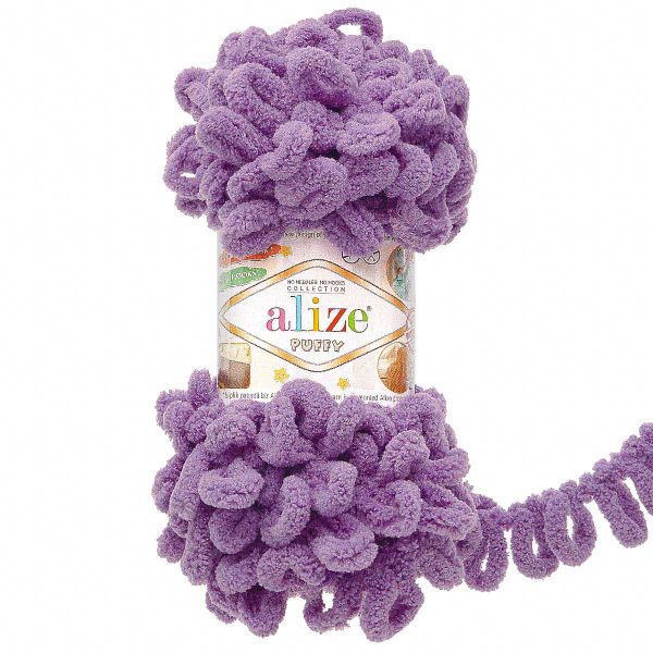 Пряжа Alize (Ализе) Puffy / уп.5 мот. по 100 г, 9м, 437 лаванда А