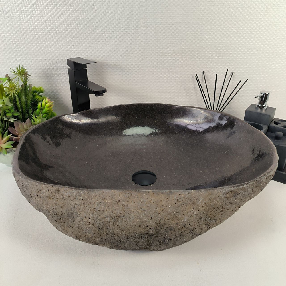Раковина из речного камня RS-64922 61x50x15 из натурального камня