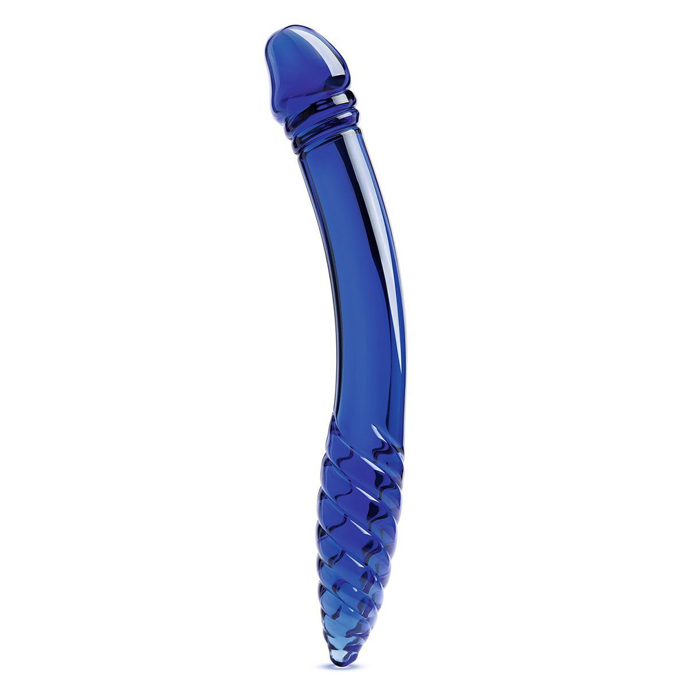 Синий двусторонний стеклянный стимулятор 11’’ Double-sided Glass Dildo For G-Spot P-Spot Stimulation - 28 см. (Цвет: синий)