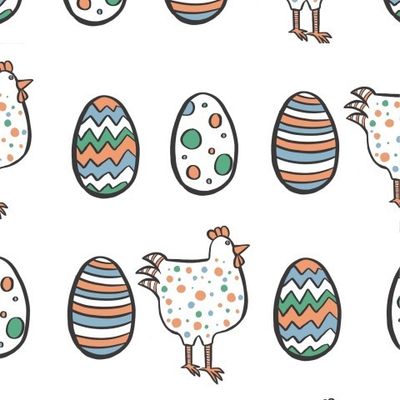 Child style easter hen. Set. fabric, textile illustration