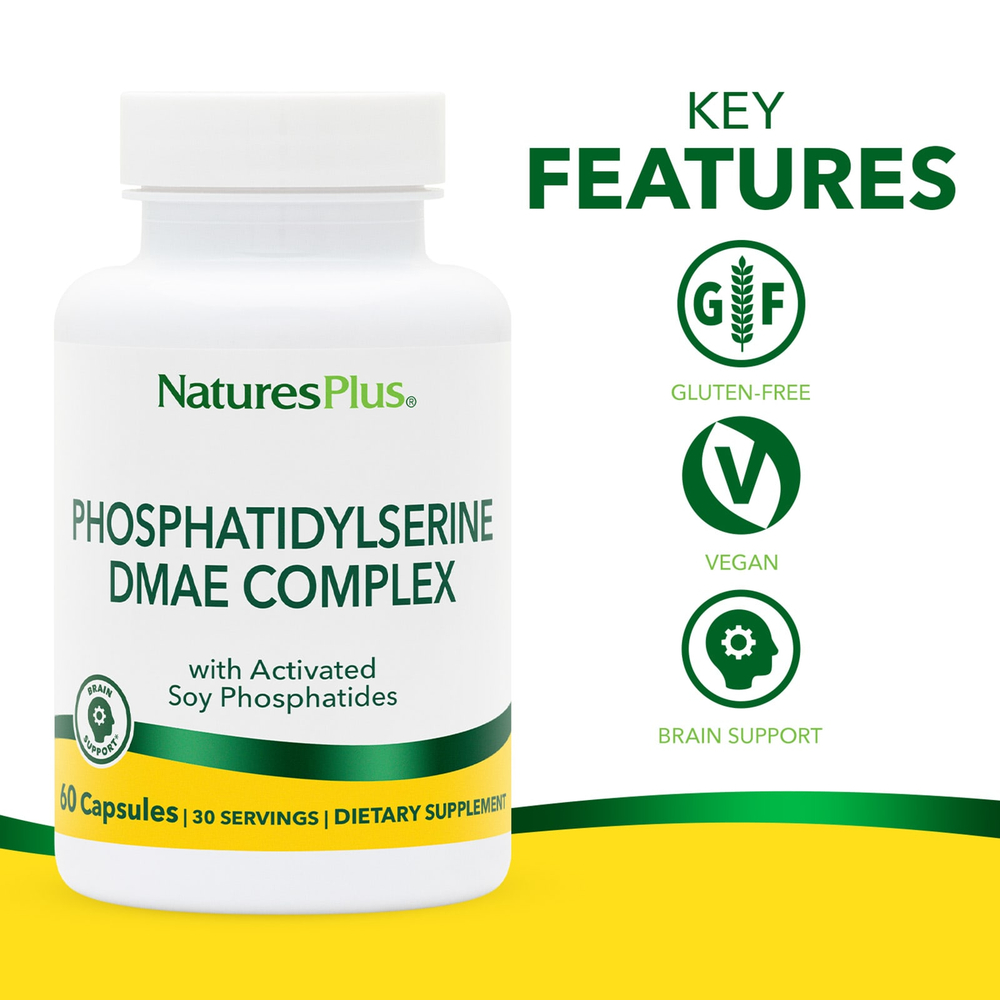 NaturesPlus, комплекс фосфатидилсерина и ДМАЭ, 60 капсул