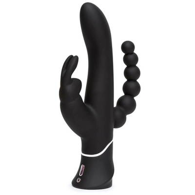 Черный перезаряжаемый вибратор Triple Curve Rechargeable Rabbit Vibrator - 25,4 см. (Цвет: черный)