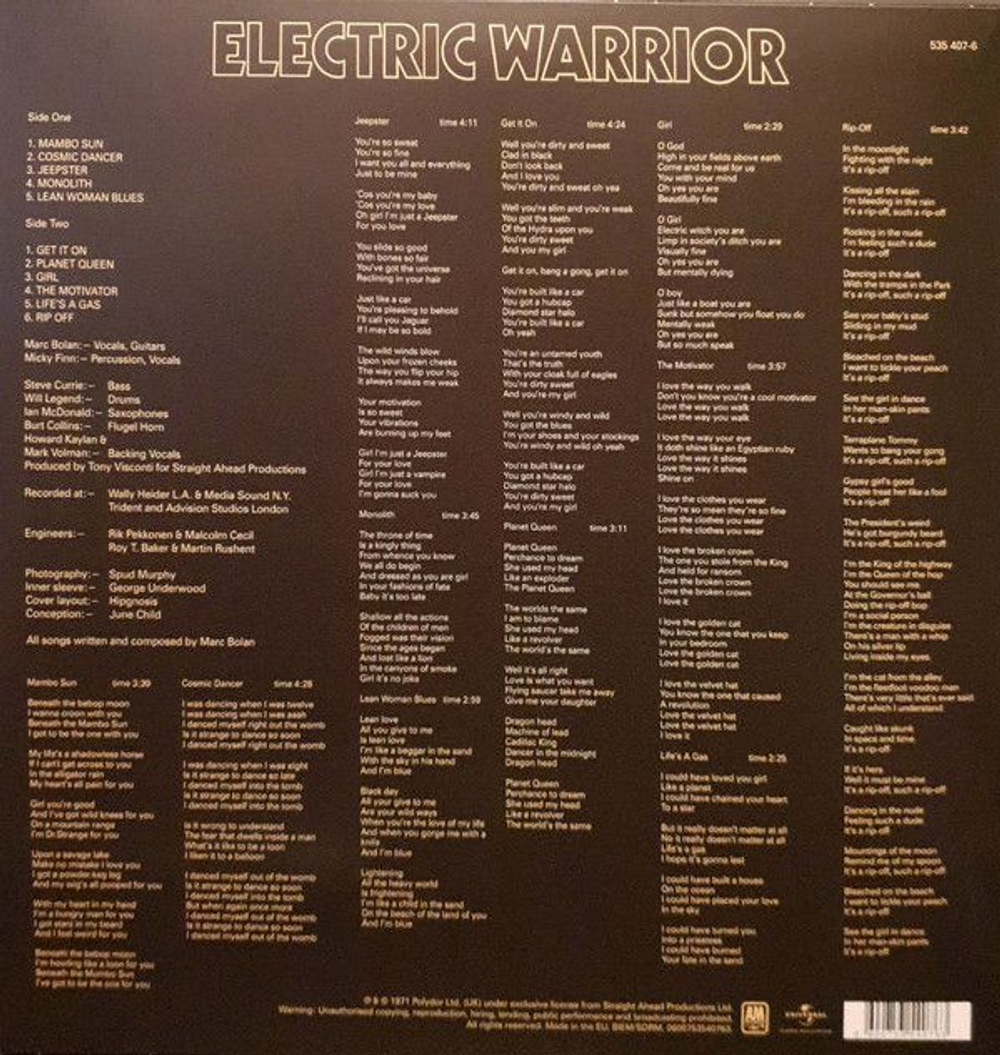 T. Rex — Electric Warrior (LP)