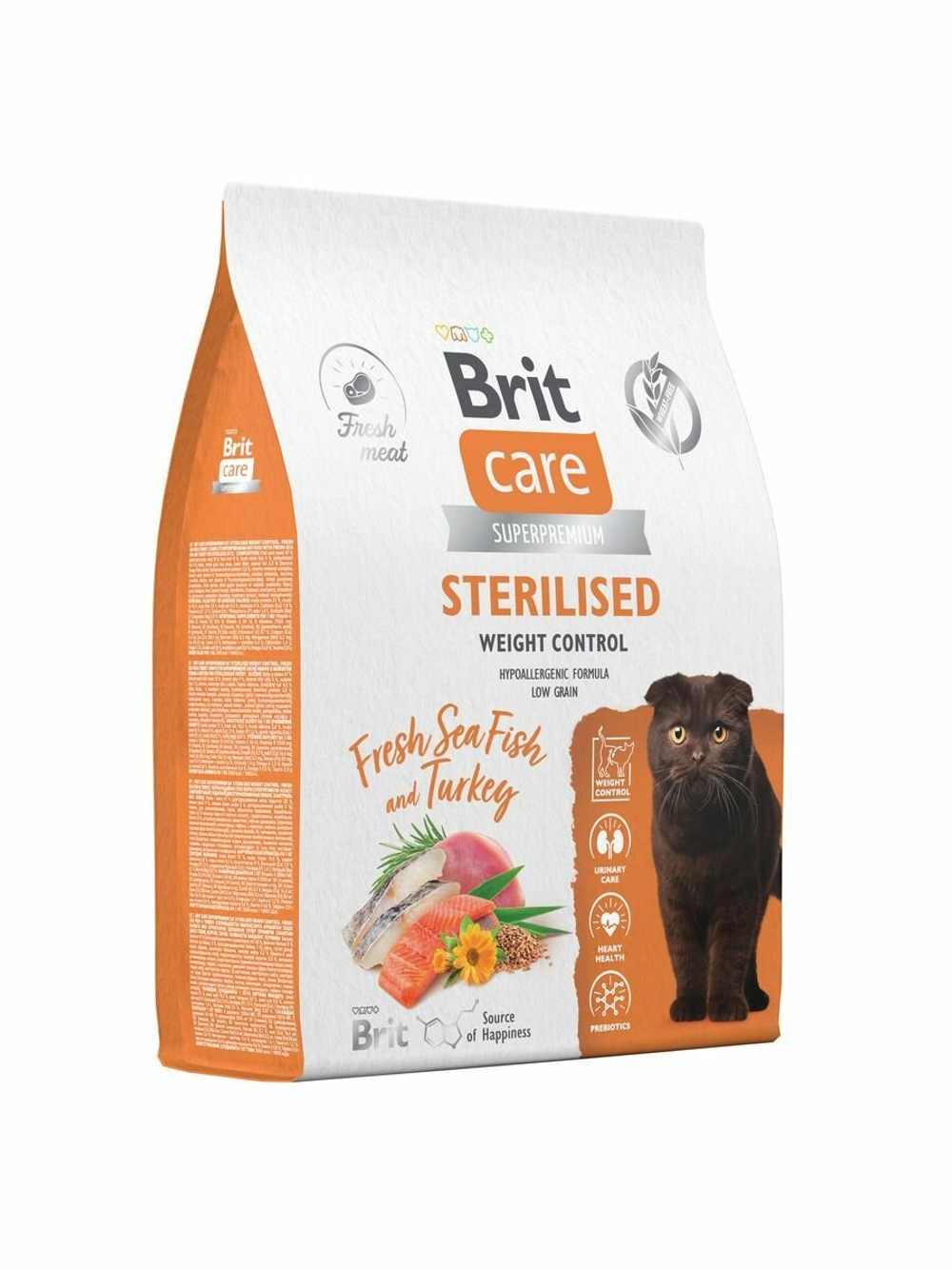 BRIT CARE,Сухой корм с морск.рыбой и инд. д/стер.кош "Cat Sterilised Weight Control", 0.4кг, 5066223