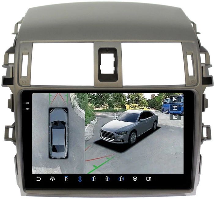 Магнитола для Toyota Corolla 150 2006-2013 (рамка тип 2) - FarCar BX063-2M-360 монитор 9.5" 2K QLED на Android 13, Быстрая, CarPlay, 4G SIM-слот, 4 камеры в комплекте