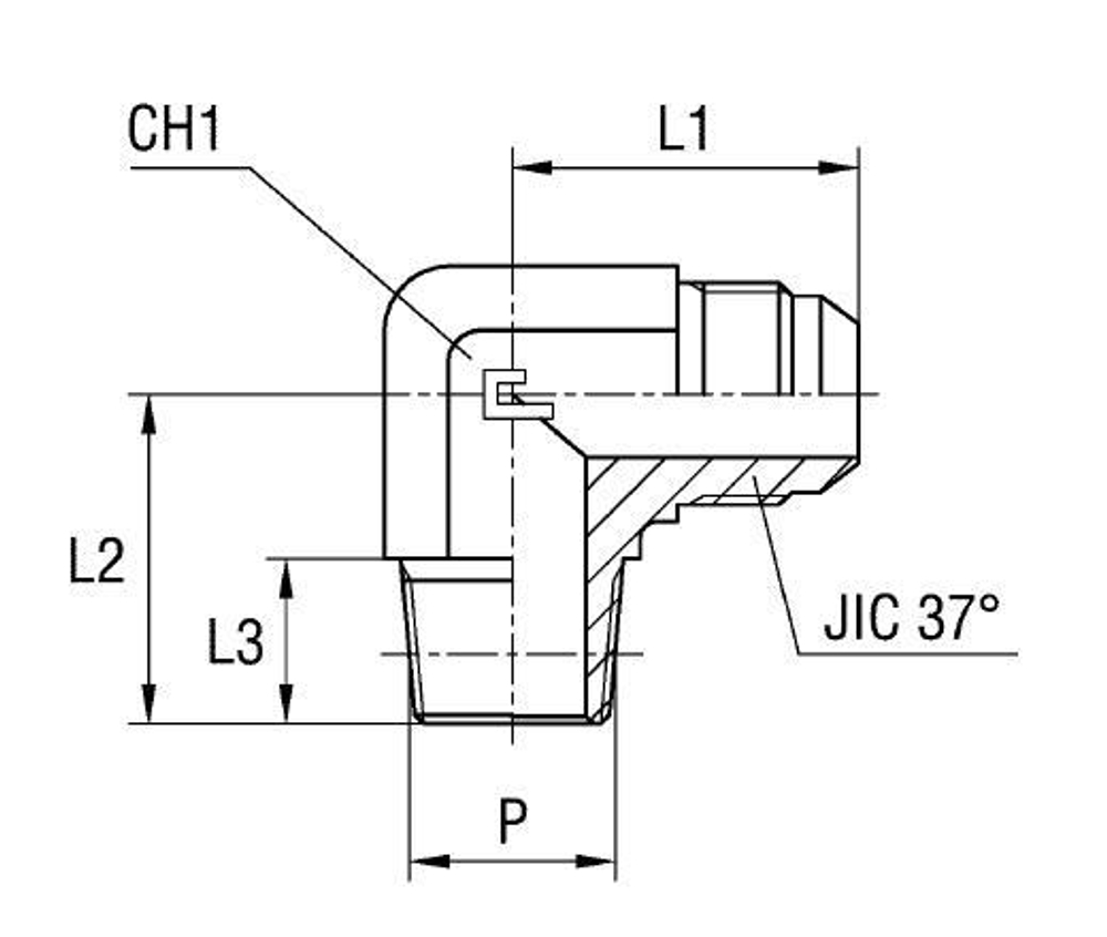 Штуцер FC90 JIC 1.1/16" NPT1/2"