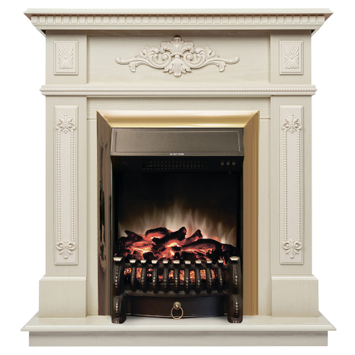 Каминокомплект Real Flame Lilian WT с очагом Fobos Lux Brass