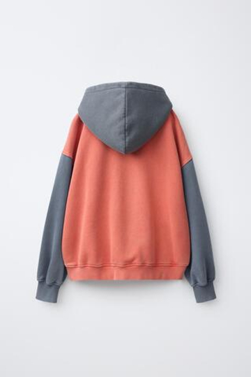 ZARA ХУДИ С КОЛОРБЛОКОМ И НАДПИСЬЮ, КРАСНЫЙ