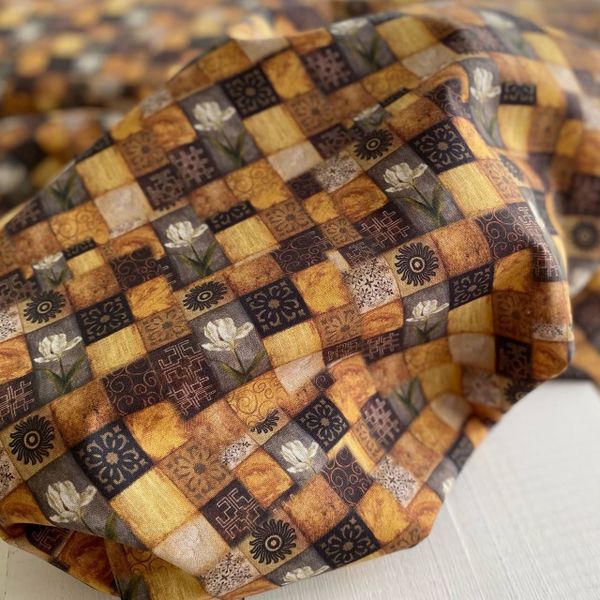 ВИНТАЖНАЯ ПЛИТКА, 100% хлопок Handmade Fabrics, ткань в двух отрезах 1 и 1 м 2