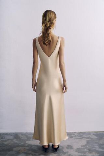 ZARA АТЛАСНОЕ ПЛАТЬЕ МИДИ, КАВА