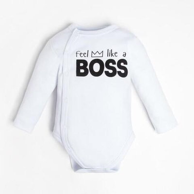 Боди с дл.рукавом Little Boss, рост 74-80 см, белый (Крошка Я)
