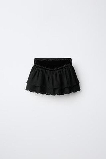 ZARA БАРХАТНАЯ ЮБКА С ЗАКЛЕПКАМИ, ЧЕРНЫЙ