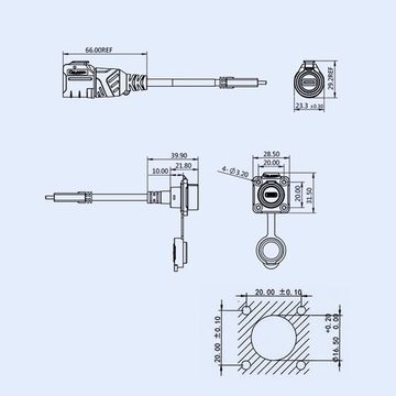 Водонепроницаемый разъем CNLINKO LP16 USB Type-C GEN1 (IP67)
