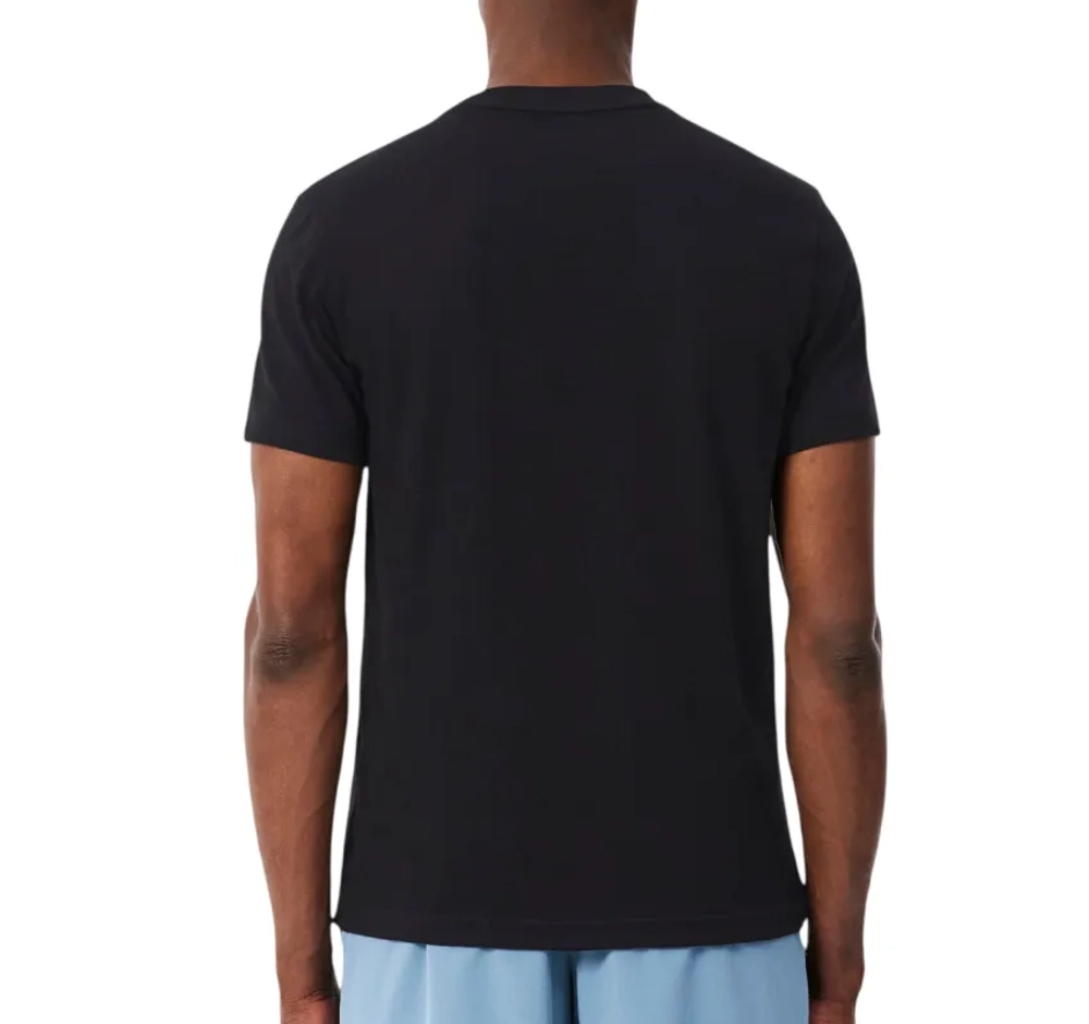 Мужская теннисная футболка Lacoste Ultra Dry Crocodile Print Sport - black/white